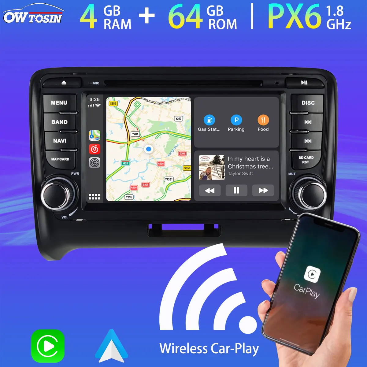 Автомобильный DVD-плеер Android 10 0 для Audi TT MK2 HDMI DSP 5 * USB PX6 4 Гб + 64 GPS беспроводной Carplay