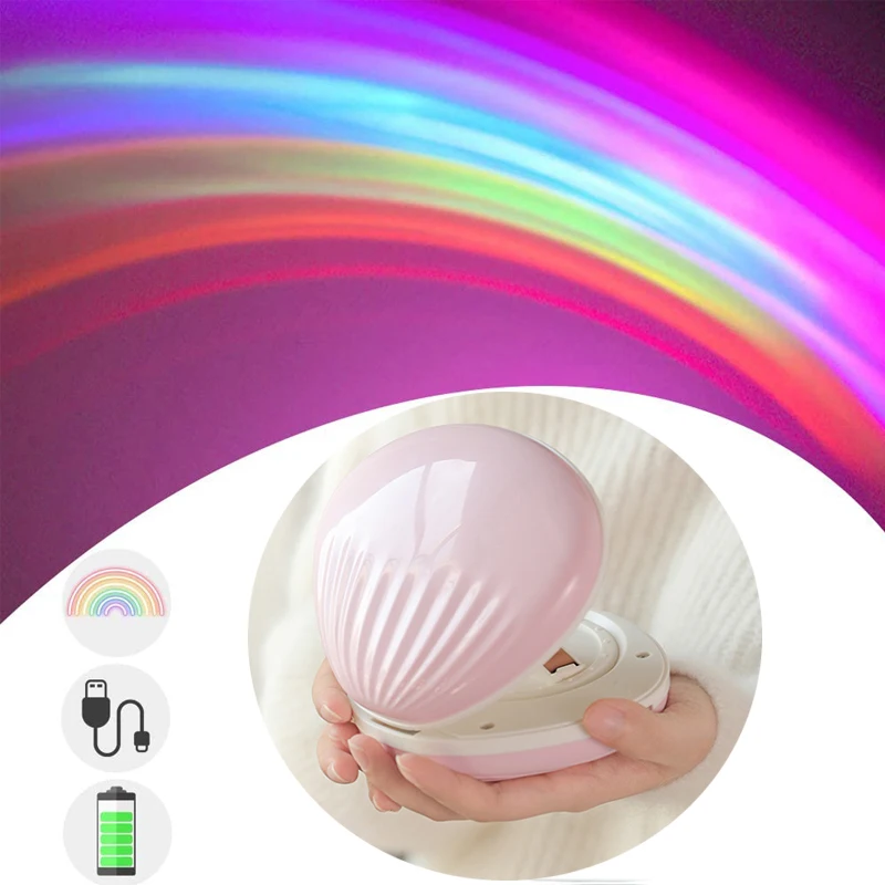 Shell Projector Lamp Rainbow Projection Night Light Creative Colorful