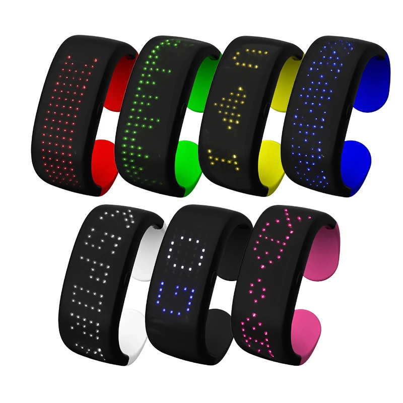 

LED Display Wristband 140 Color LED Beadsbright Light One Key Can Switch Nine Animations For Concerts Bars Night Sport Running