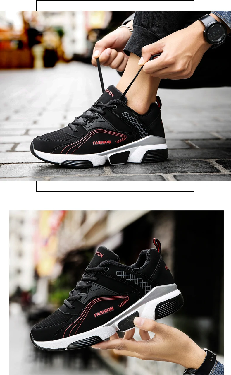 men boots couple men's winter warm snow boots mens fur plush high top ankle boots sneakers Walking Footwear Casual work shoes 48