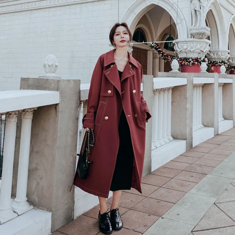 

Photo Shoot Trench Coat Women's Mid-length 2020 New Style Short-height Waist Hugging Slimming Korean-style Loose-Fit British Sty