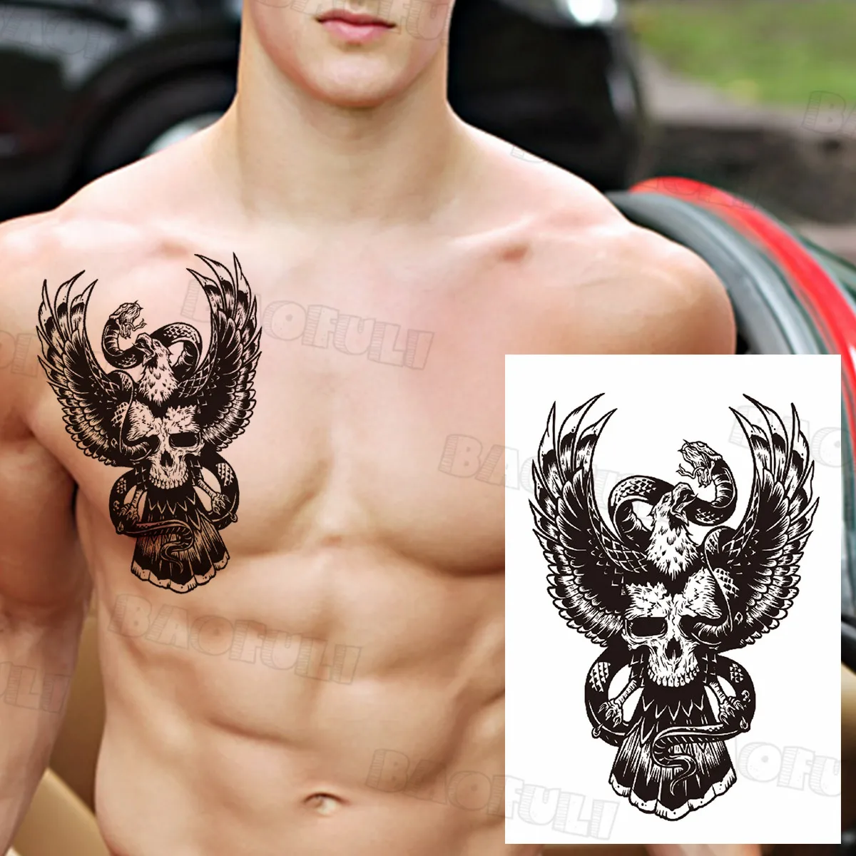 Black Pirate Skull Sailing Temporary Tattoo For Men Women Realistic Owl Lion Clown Fake Tattoo Sticker Cool Forearm Chest Tatoo