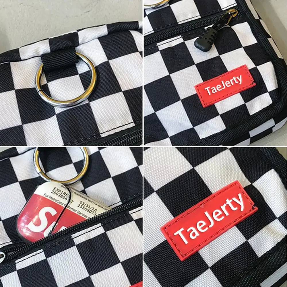 Women Canvas Bag Hong Kong Style Harajuku Style Contrast Color Small Bag Korean Style Fashionable Casual Messenger Shoulder Bags