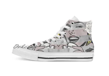 

Roy Lichtenstein's Oh Jeff I Love You Too Custom Casual High Top lace-up Canvas shoes sneakers Drop shipping