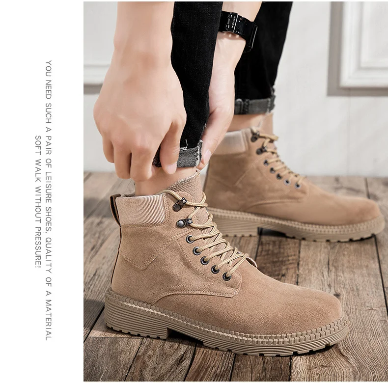 Men's high-top Martin boots classic men's shoes outdoor tooling shoes weaving laces inside breathable wear-resistant outsole