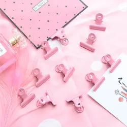10 шт. милые розовые металлические зажимы для связывания, папка для заметок, бумага, зажим, канцелярская школьная офисная прищепка