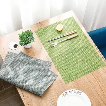 

Dinner Placemat Table Mat PVC Rectangular Non-Slip Heat Insulation Braided Kitchen Restaurant Plate Cup Pad Waterproof