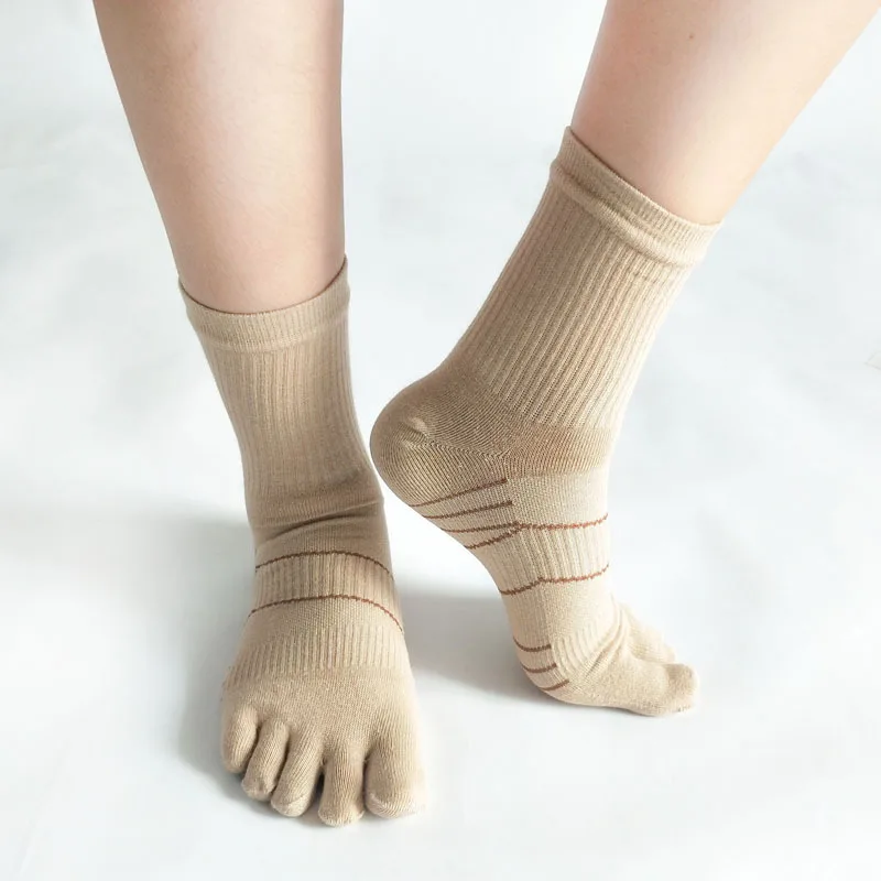 5 Pairs Combed Cotton Compression Toe Socks for Men Boys Japanese Style Long Tube Fashion Sport Bike Cycling Run 5 Finger Socks