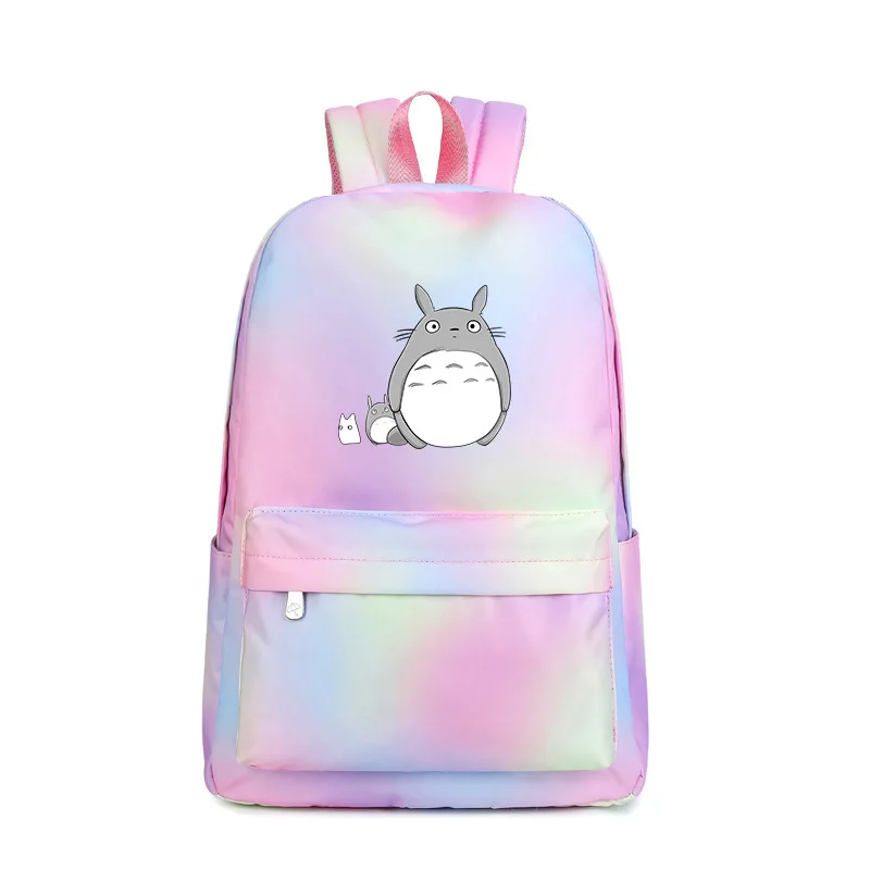 

Rainbow Dream Color Totoro Kawaii Cat Printing Backpack Women Cute Backpack Canvas School Bags Waterproof Travel Backpack