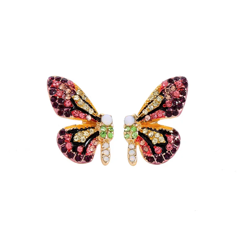 Крыло ЮК tak, украшенные разноцветными кристаллами бабочка, серьги со шпилькой, для Для женщин моды в богемном стиле подвесные Серьги Brincos Vintage ювелирные изделия - Metal Color: 2