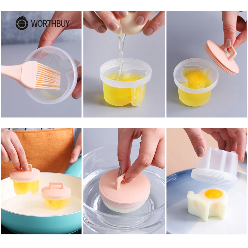 Egg Cooker Tools Egg Boiler Poacher Baking Mold Maker 4 Pcs/Set For Kid