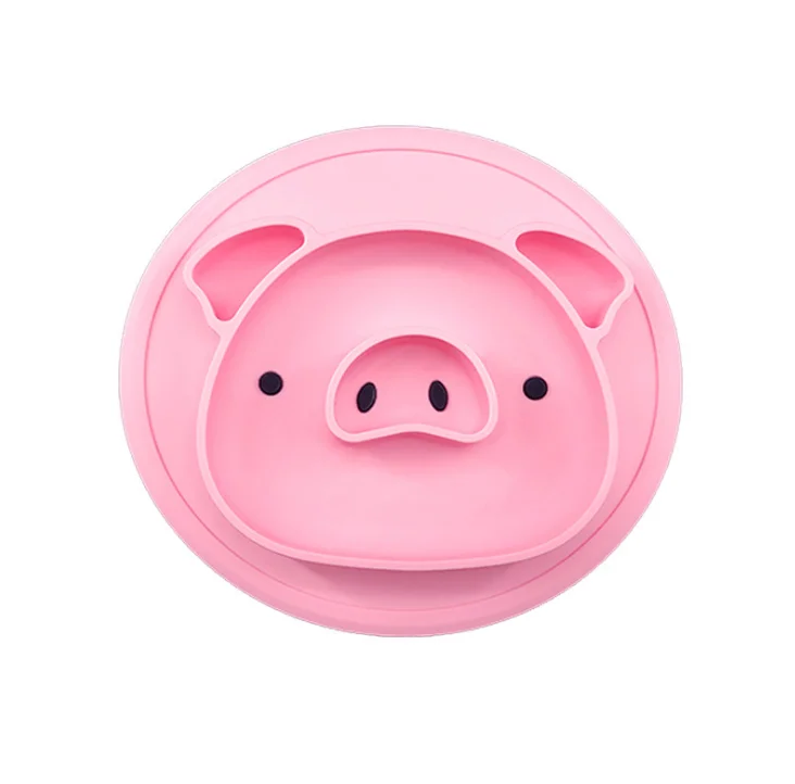 pig pink Настольный коврик, Детские утки, поросенок, силиконовая тарелка, всасывающий поднос, противоскользящий мини-коврик, детский поднос для еды, фруктов - Цвет: pig pink
