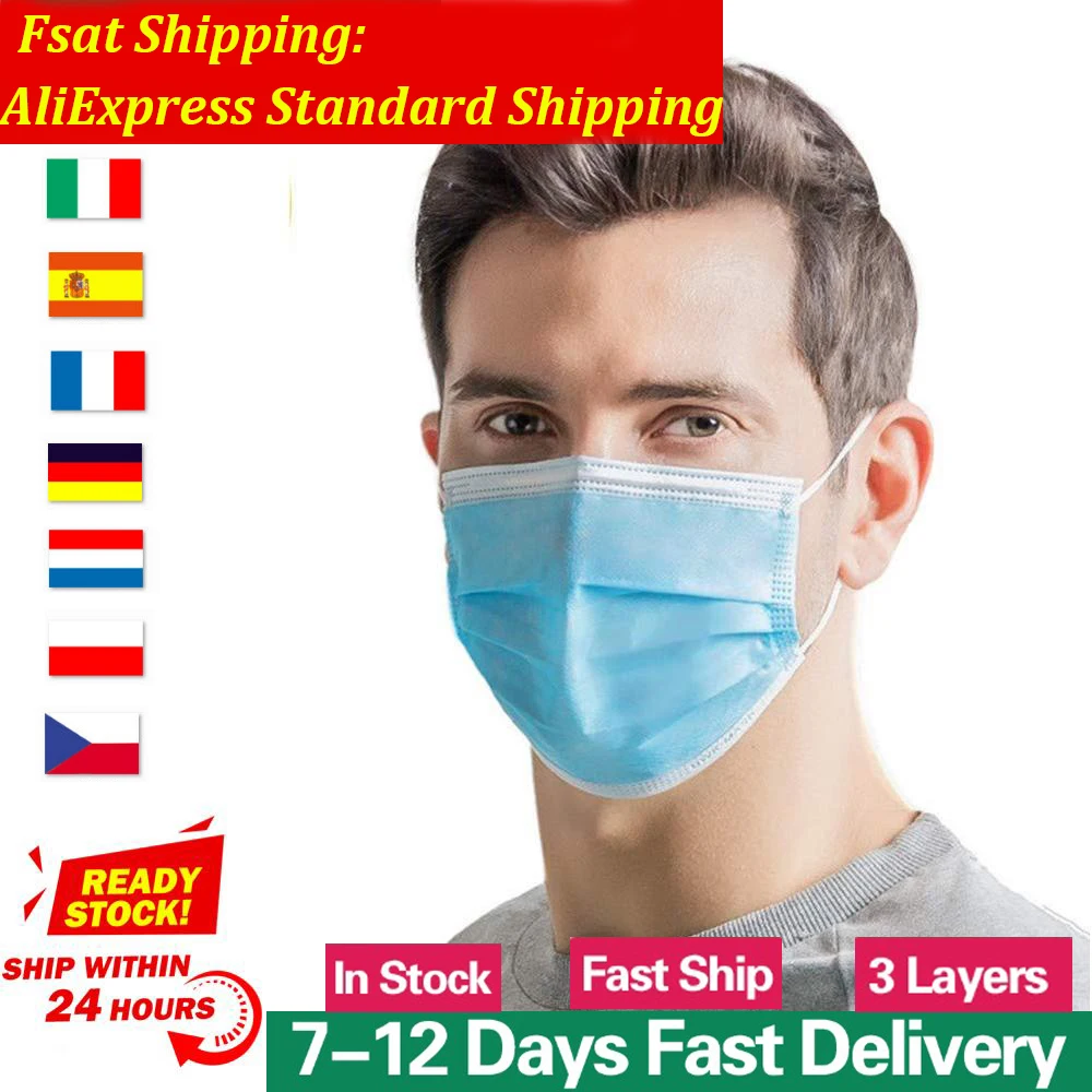 

Fast shipping 40 Pcs Disposable Mask dust-proof Virus Nonwove 3 Layer Ply Filter Mouth Mask Antivirus Face Mask Meltblown Masks