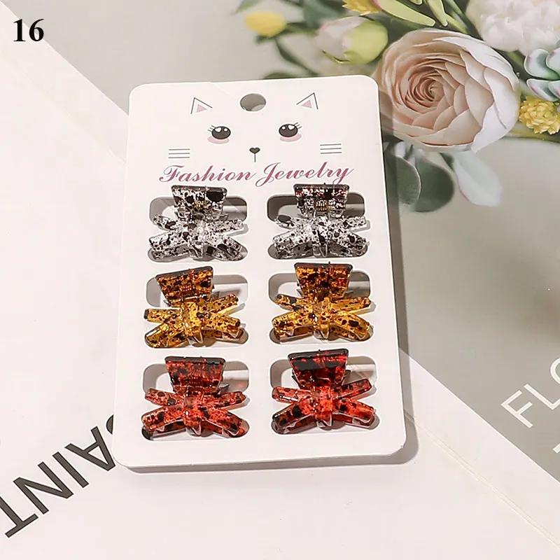 Fashion Amber Hair Clip Good-looking Morandi Color Mini Hair Accessories 6Pcs/Set  Small Cute Resin Hair Claws Clip Simplicity knot hair band