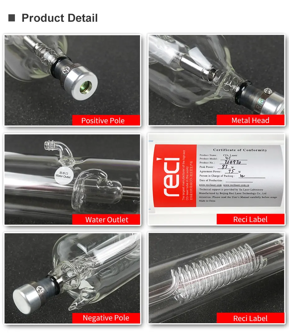 DRAGON DIAMOND Reci W8 150 Вт CO2 лазерная трубка Деревянный чехол коробка Длина упаковки 1850 диам. 90 мм для CO2 лазерная гравировка машина для резки