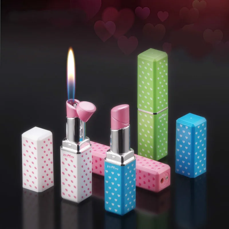 Personality Girl Student Lipstick Lighter Originality Inflation Flame Fund Gadgets for Woman Men Gift | Дом и сад