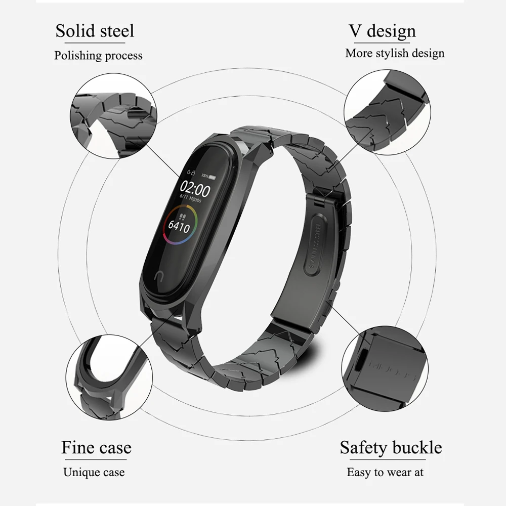 Металлические браслеты Mijobs из нержавеющей стали для браслета XiaoMi Mi band 3