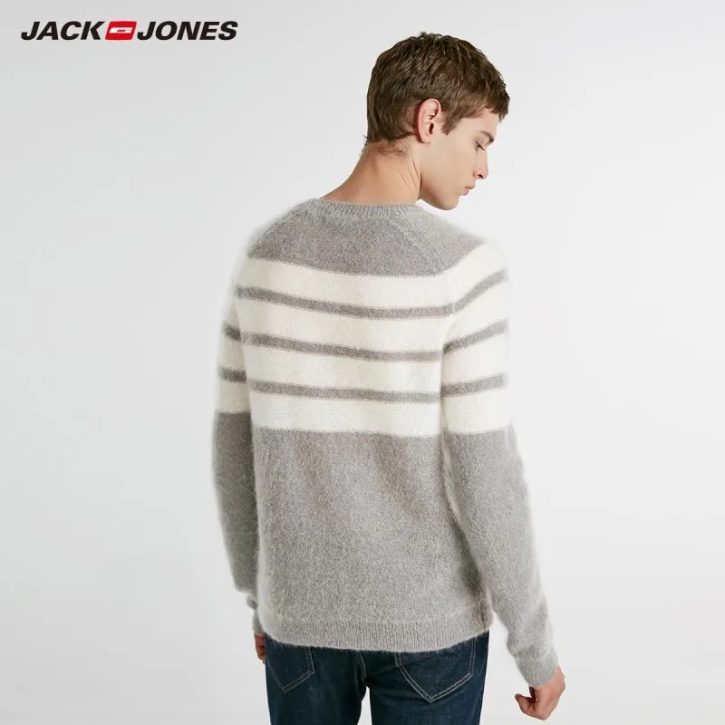 JackJones мужской полосатый мохеровый свитер пуловер Топ Мужская одежда 218425533