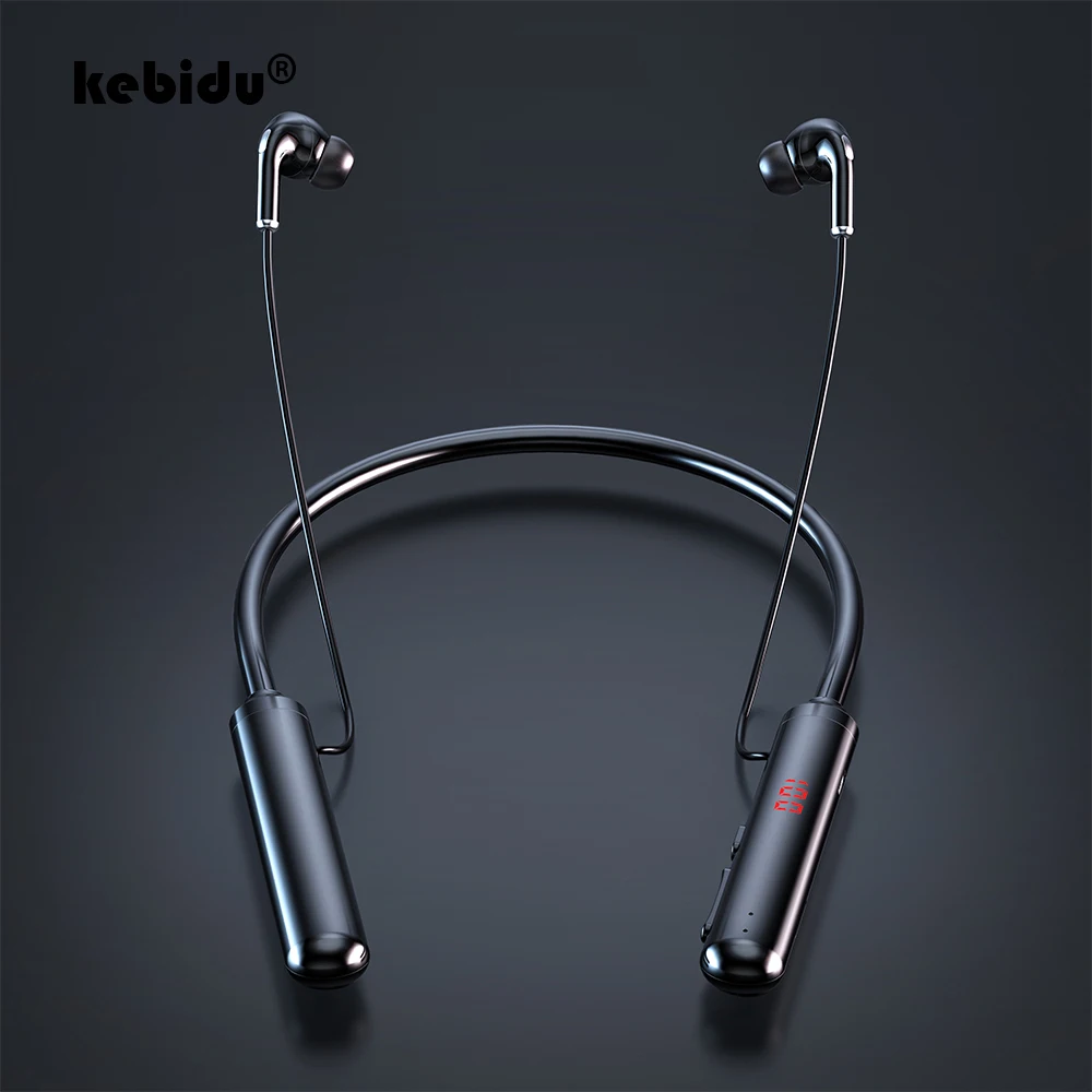 kebidu LED Bluetooth Wireless Headphones 5.0 Sports Earbuds Waterproof Sports Headset