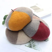 Новое поступление, осенне-зимний шерстяной берет для взрослых и детей, шапка в стиле пэчворк, шапочки, шапка