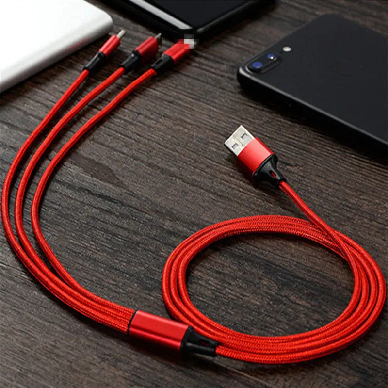 3 в 1 USB кабель для iPhone xs max кабель для быстрой зарядки для Android Micro usb type C type-c 3 в 1 Кабели для мобильных телефонов шнур для зарядки