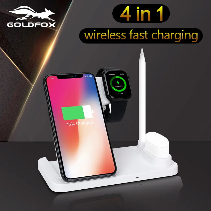 Беспроводное зарядное устройство 4 в 1 для iPhone Samsung 10 Вт быстрая Беспроводная