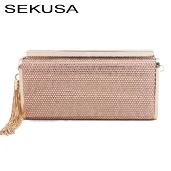 

SEKUSA Rhinestones evening bags tassel elegant fashion ladies day clutches diamonds mini cocktail wedding party handbags