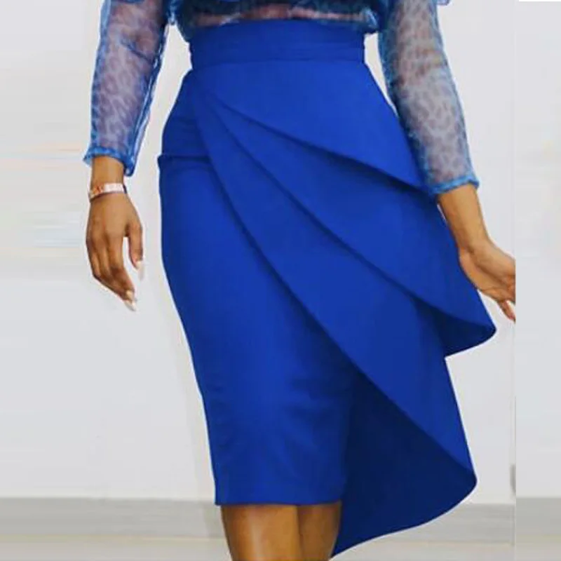 

Autumn new high waist bag hip pleated solid color is thin, all-match casual plus size skirt women