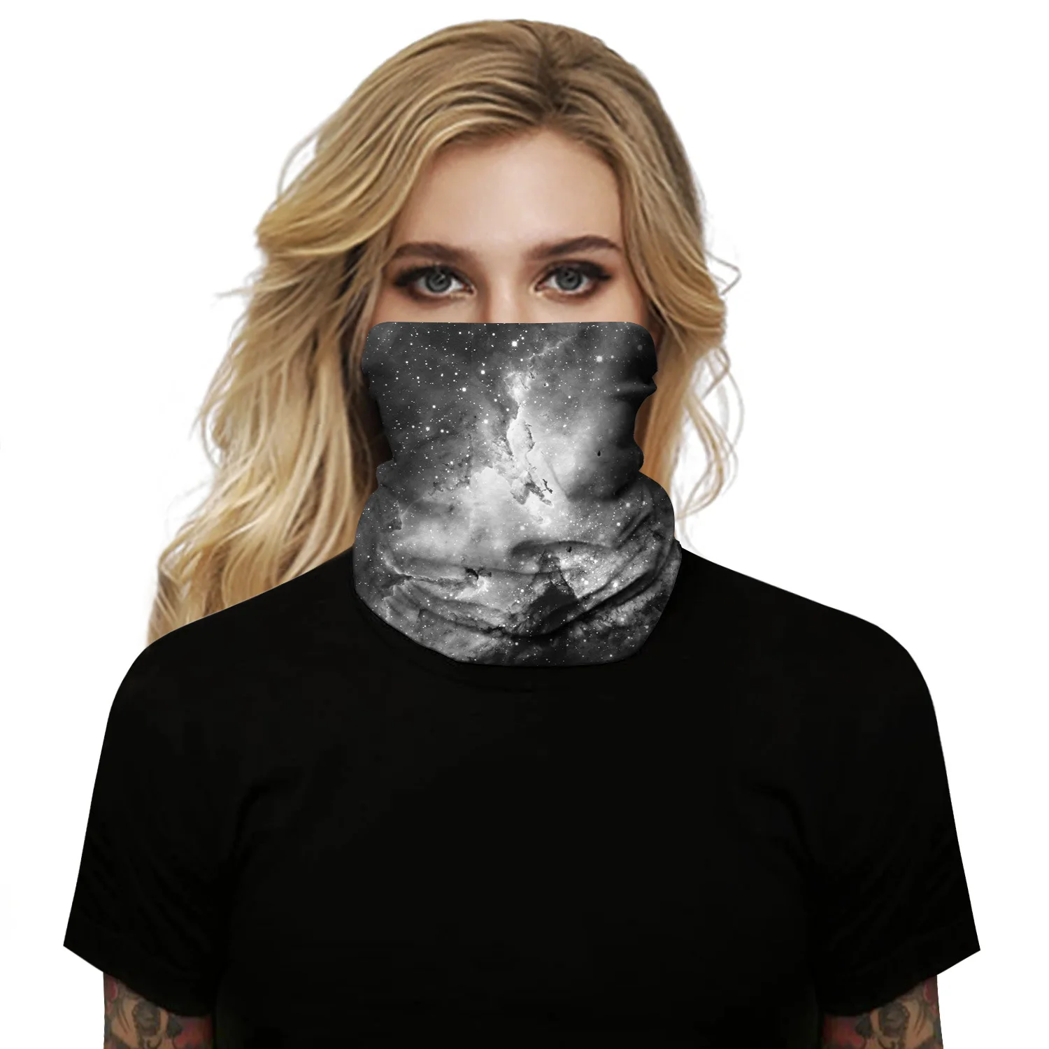 Hot style new star polyester digital print outdoor sunshade beanie sport bug scarf neck gaiter mask multi-function headband mens dress scarf