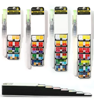 

Solid Watercolor Paint Set Superior 18/25/42 With Water Brush Pen Foldable Travel Water Color Pigment For Draw Art Supplies