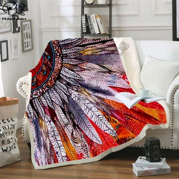 

Black Native Indian Lakota Skull buffalo soldier Blanket 3D print Sherpa Blanket on Bed Home Textiles Dreamlike style-4