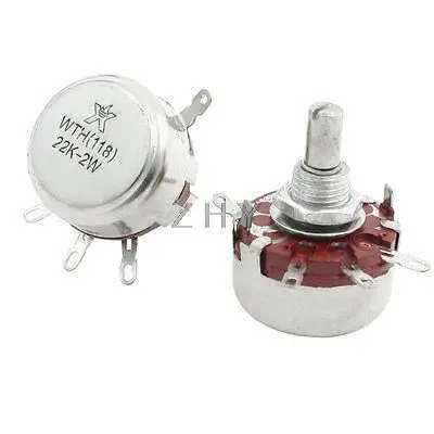 

22K Ohm 2W 6mm Dia Shaft 4 Terminal Carbon Rotary Potentiometer 2 Pcs