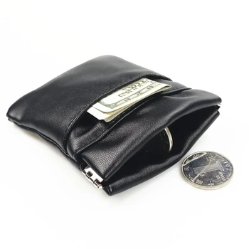 

Elastic Metal Solid PU Leather Coin Purse Women Men Small Mini Short Wallet Little Key Card Money Holder Casual Change Bag