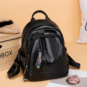 

Woman Fashion Casual Waterproof Backpacks 2019 New Multifunction Bags Solid Color Design Student Famous Brand Satchel Feminina
