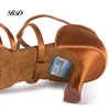 Top Dance Shoes Latin Sandals Ballroom Dancing Game Exercise Profession Sweat Insole Cowhide Satin Women BD 216 AWL Heel 8.5 Cm 5