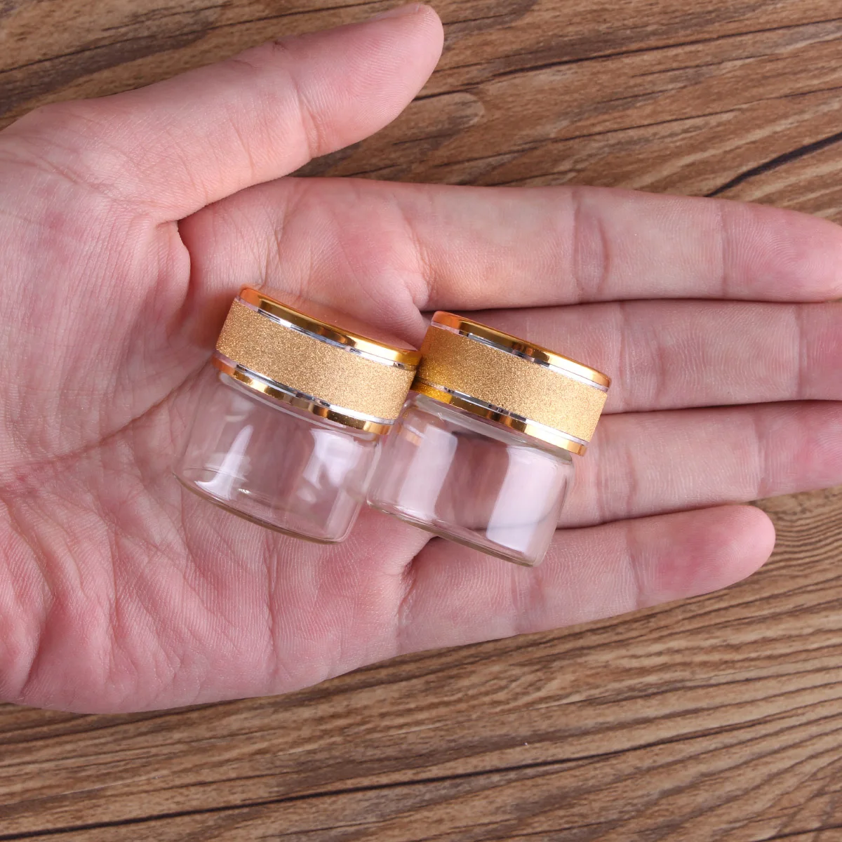 24 pieces 10ml 30*30mm Glass Bottles with Golden Frosted Caps Transparent Glass Perfume Bottle Spice Bottles Spice Jars 6