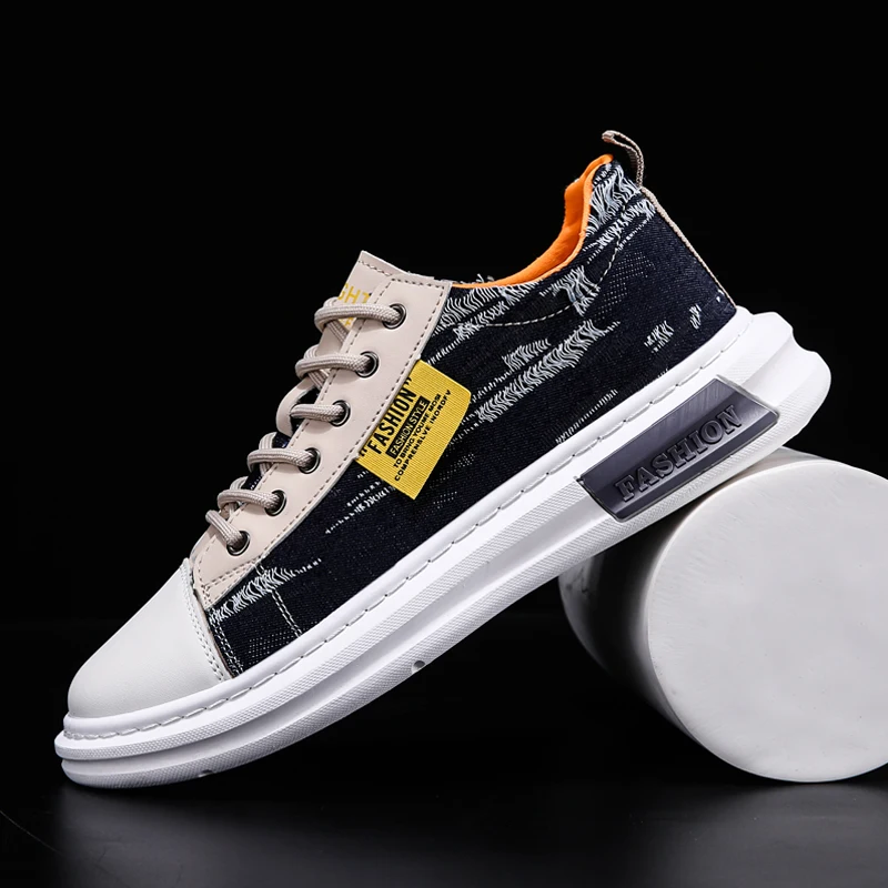 

High Quality Men Casual Shoes up Black Canvas Shoes Autumn Fashion Denim Casual Men Shoes Breathable Hot Sale Lace