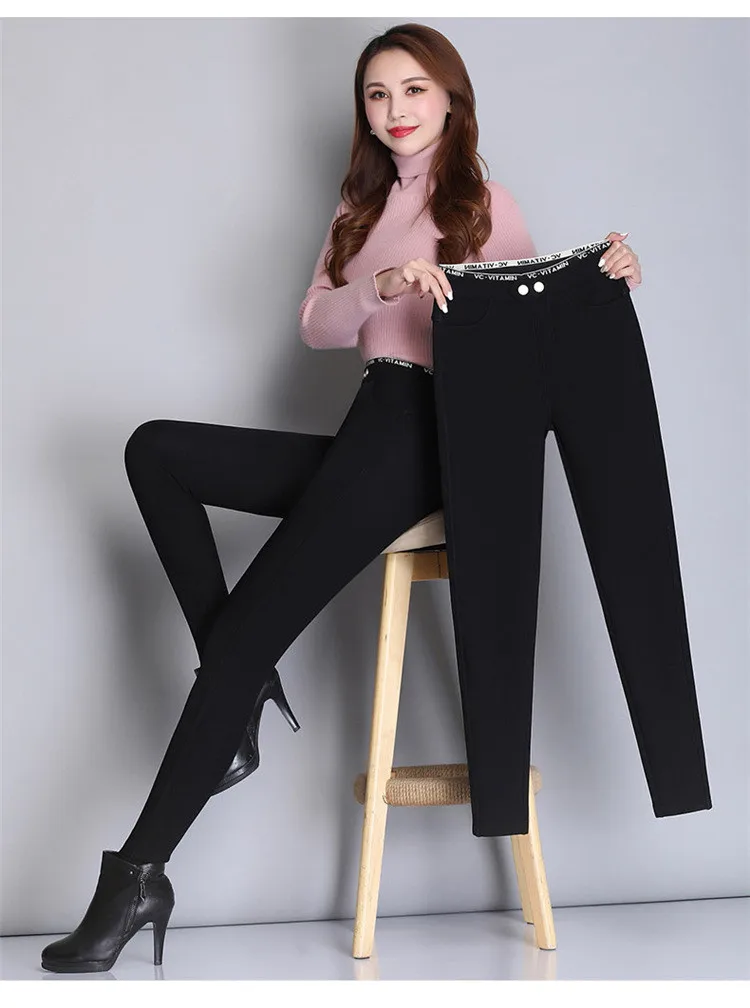 VC Moisturizing Pants Women Warm Magic Pants Soft High Stretch Thick Pencil Pants Winter Skinny Casual Trousers Female P9496
