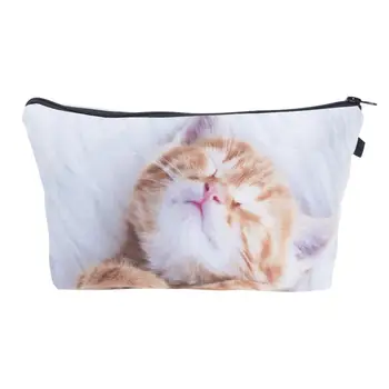 

New Design Cute Cat Make Up Bag 3D Printing Woman Cosmetic Bag Travel Toiletry Organizer Storage Pouch