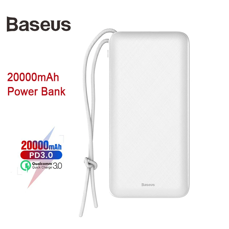 

Baseus 20000mah Power bank Fast Charger Outdoor Phone Charger Usb/iP/Micro/Usb-C Port Power Bank For iPhone Xs Max Xr X Plus