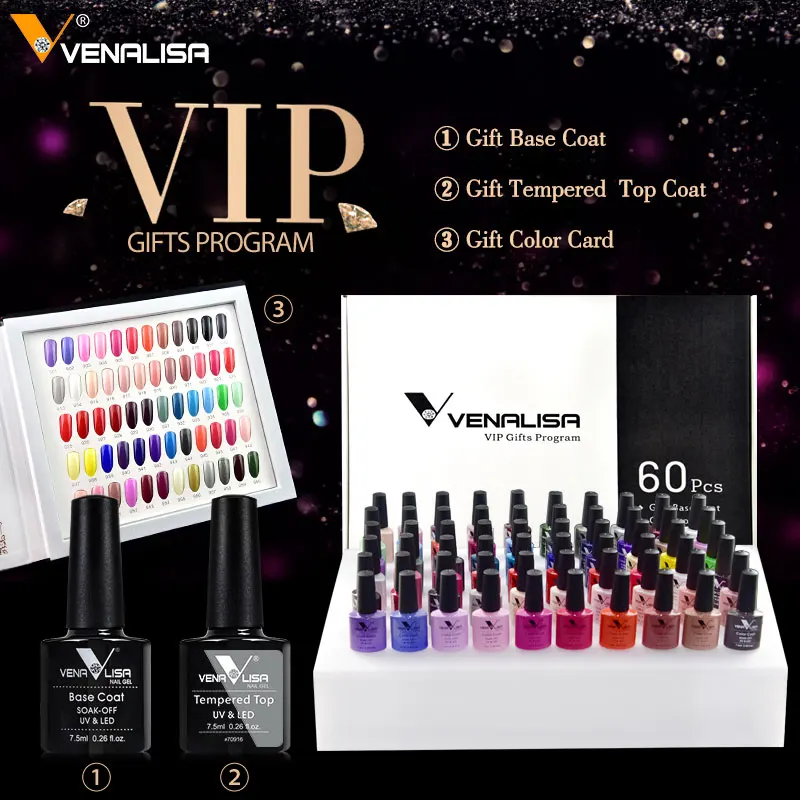 #61508 Venalisa горячая Распродажа VIP 60 цветов 7 5 мл полный набор УФ гель для ногтей Kit с