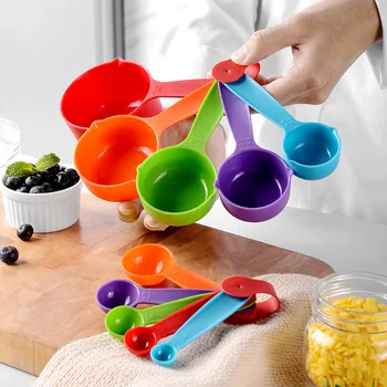 10Pcs Plastic Measuring Spoons Set Teaspoon Sugar Scoop Cake Baking Flour Measuring Cups Colourful Kitchen Measuring Tool Set 1
