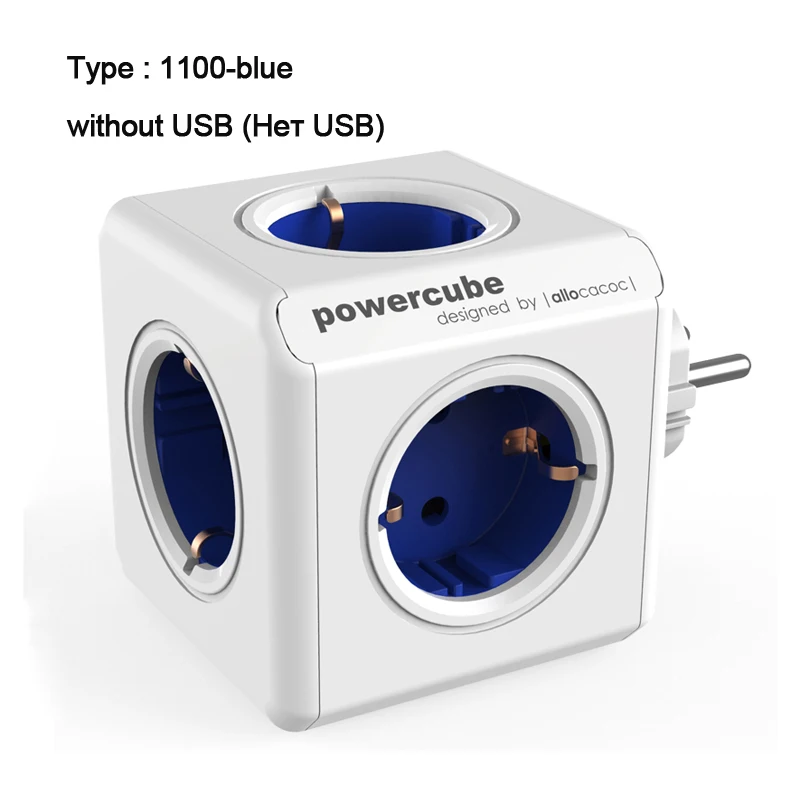 blue-without-USB Allocacoc умный дом Электрический адаптер plug Разъем питания ЕС Plug сетевой шнур USB порты путешествия расширение Multi перешли разъем - Цвет: blue-without-USB