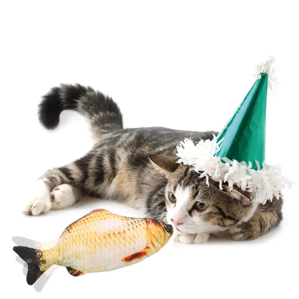 Electric Cat Toys Plush 3D Interactive Electronic USB Bite Resistant Chew Molar Simulation Dancing Fish Toy Kitten Grinding Claw