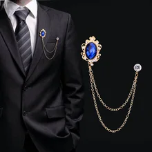 

Men Collar Clip Chain Tassel Accessories Crystal lapel Pin Rhinestone Brooch Boutonniere Bracelet Formal