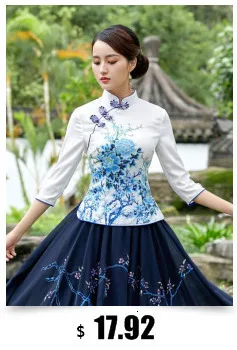 SHENG COCO, Ретро стиль, короткий рукав, блузка для женщин, хлопок, лен, Qipao, художественная, Cheongsam, блузка, традиционная китайская одежда, топы Ципао