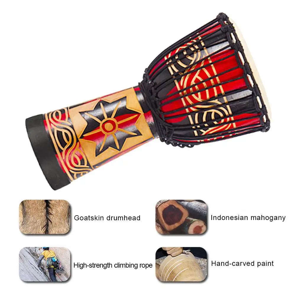 Billige 8 zoll Schöne Afrikanische Djembe Trommel Bunten Tuch Kunst Barrel Haut Für Kinder Hand Trommel Musik Musical Instrument