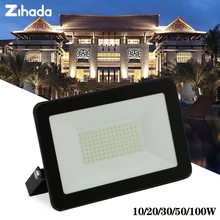 AC 220V Ультра-тонкий светодиодный прожектор светильник IP66 Водонепроницаемый Алюминий Точечный светильник мощностью 10 Вт, 20 Вт, 30 Вт, 50 Вт 100 Вт открытый сад ландшафтный светильник