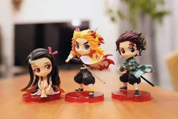 

3pcs / set Anime Demon Assassin Kimetsu No Yaila Kamado Tanjirou Nezuko Rengoku Kyoujurou PVC Action Figure Model Toy