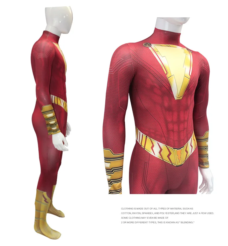 Капитан Shazam с героями комиксов Марвел, Косплэй костюм Билли Бэтсон боди супергероя костюм плащи-комбинезоны вечерние костюмы для Хэллоуина